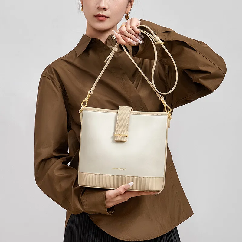CNOLES Cow Leather Shoulder Bag, Crossbody Bag Regular Women's Nut-4