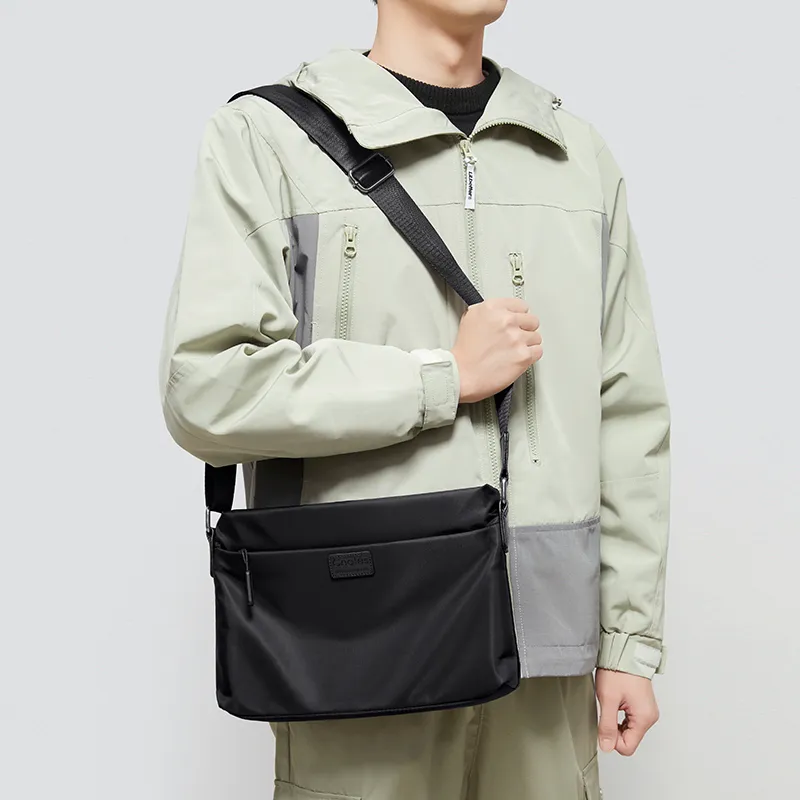 CNOLES Fabric Shoulder Bag Crossbody Bag Men's Black/Blue-6
