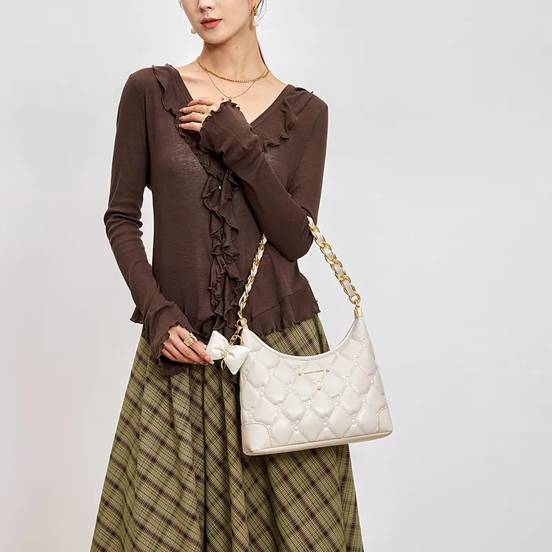 CNOLES Synthetic Leather Shoulder Bag, Crossbody Bag Regular Women's Hepburn Black-8