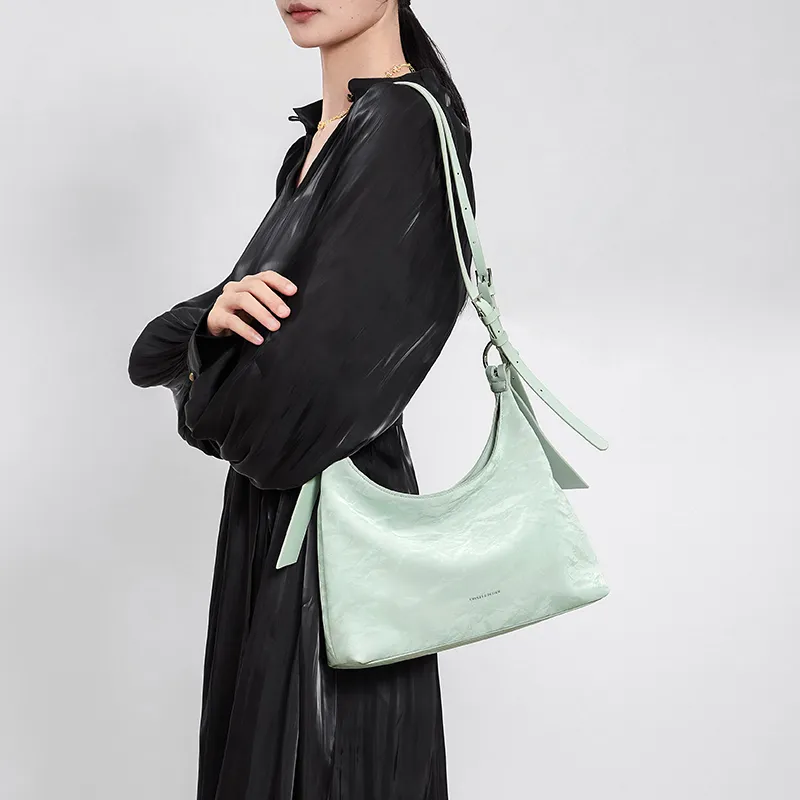 CNOLES Pearlescent Cow Leather Casual Workplace Date Commute Hobo Bag Shoulder Bag Women's Multicolor-9