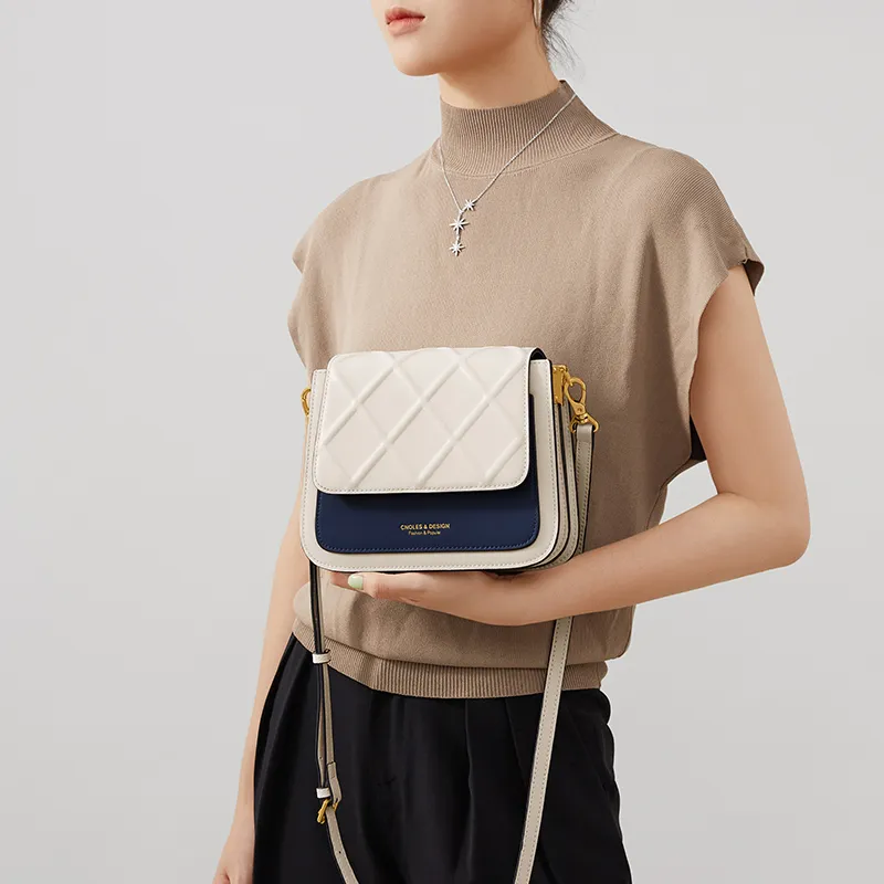CNOLES Cow Leather Crossbody Bags Shoulder Bags Women's Fashion Blue White-13
