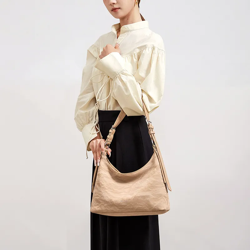 CNOLES Pearlescent Cow Leather Casual Workplace Date Commute Hobo Bag Shoulder Bag Women's Multicolor-18