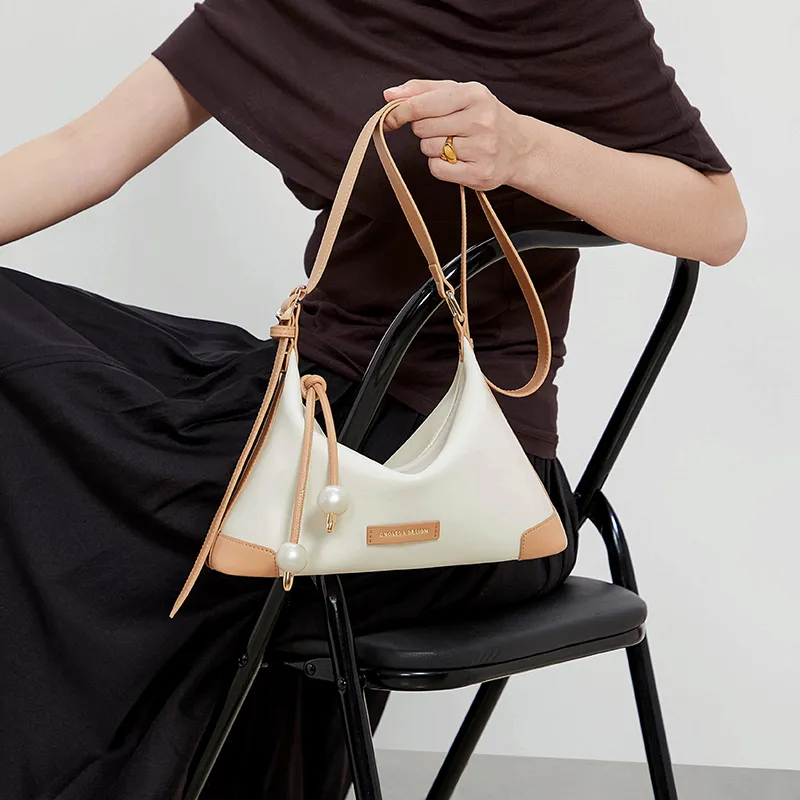CNOLES Cow Leather Shoulder Bag Women's Apricot Milkshake-7