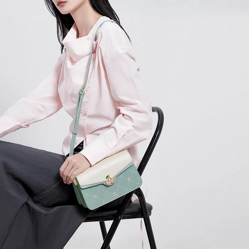 CNOLES Cow Leather/Synthetic Leather Shoulder Bag Crossbody Bag Regular Women's Emerald White-7