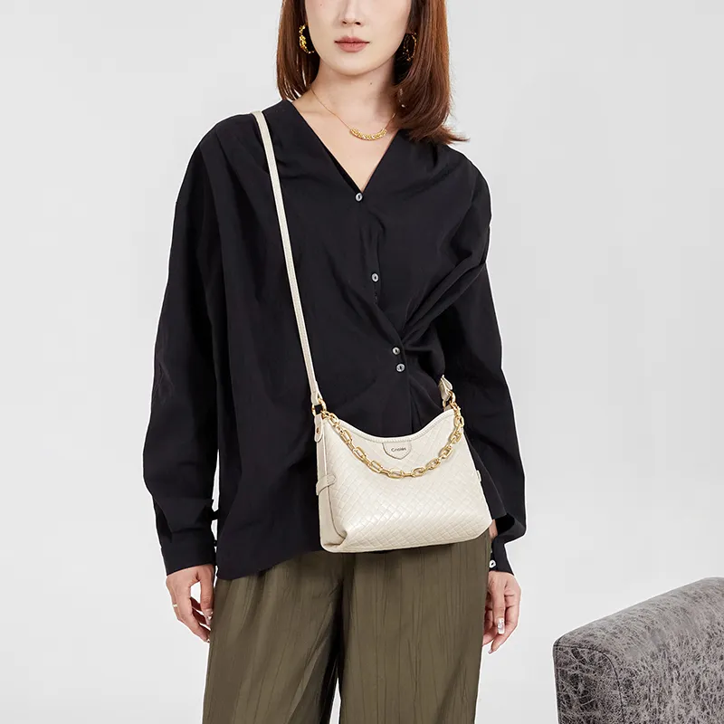 CNOLES Synthetic Leather Shoulder Bag, Crossbody Bag Regular Women's White-5
