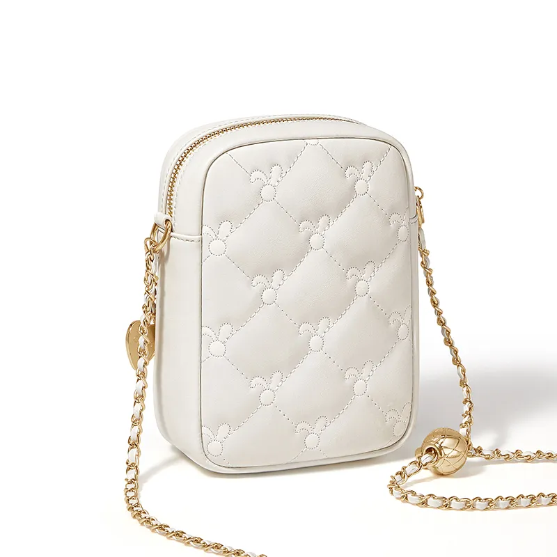 CNOLES Cow Leather Shoulder Bag, Crossbody Bag Regular Women's Cream White-3