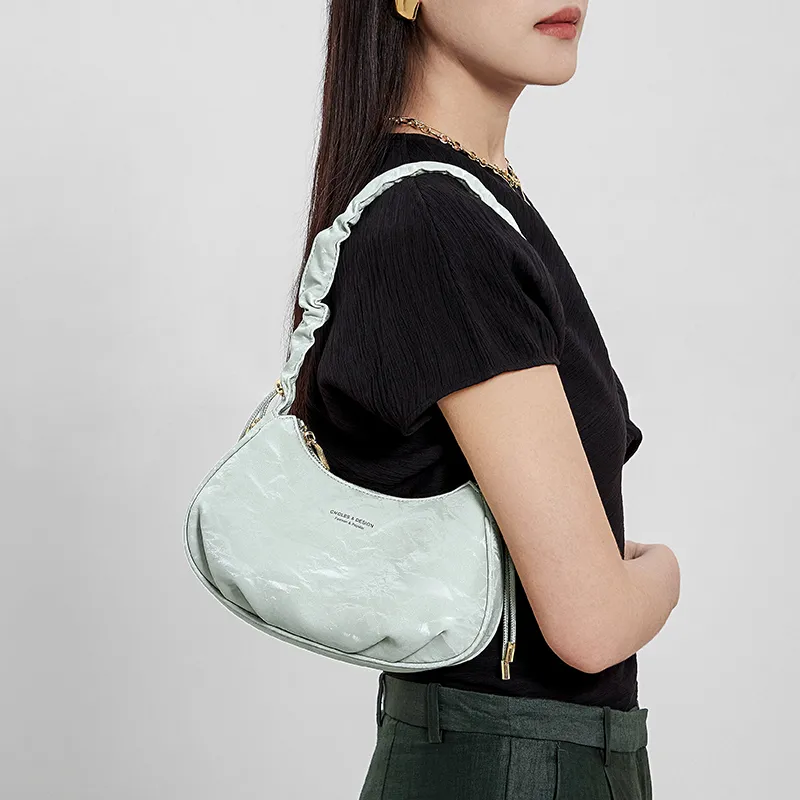CNOLES Cow Leather Shoulder Bag, Crossbody Bag Regular Women's Mint Green-4