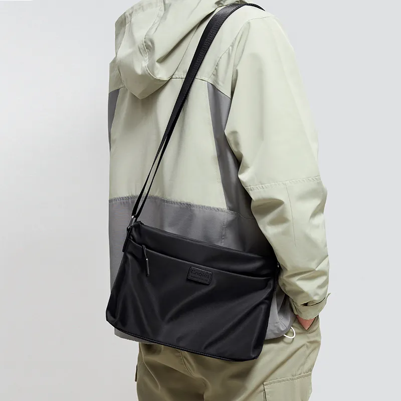 CNOLES Fabric Shoulder Bag Crossbody Bag Men's Black/Blue-7