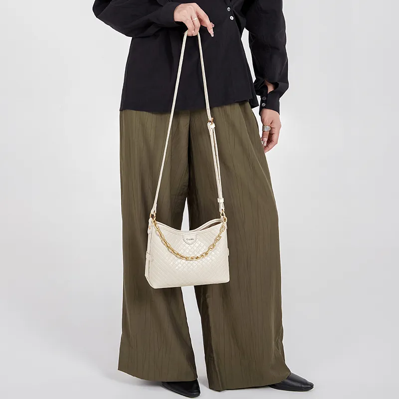 CNOLES Synthetic Leather Shoulder Bag, Crossbody Bag Regular Women's White-7