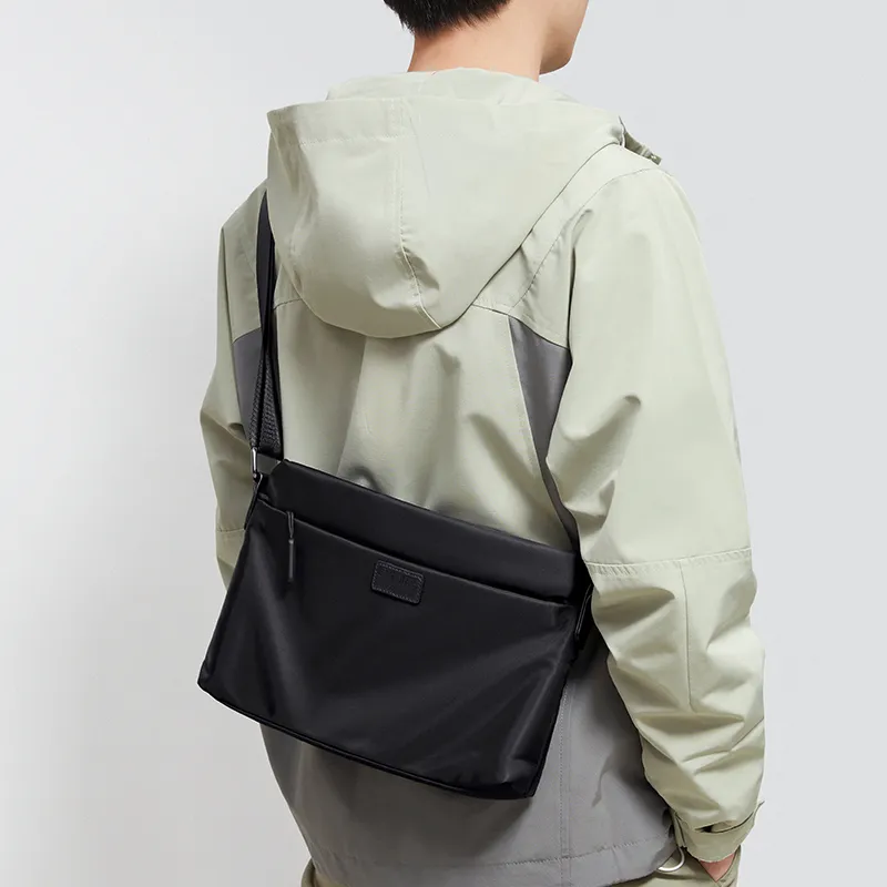 CNOLES Fabric Shoulder Bag Crossbody Bag Men's Black/Blue-5