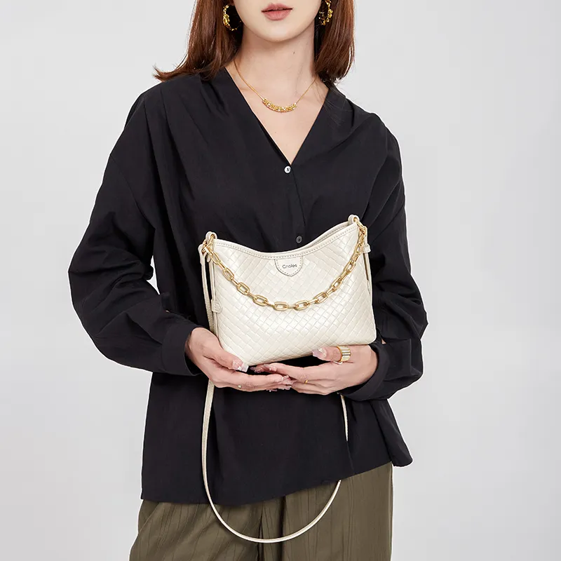 CNOLES Synthetic Leather Shoulder Bag, Crossbody Bag Regular Women's White-4