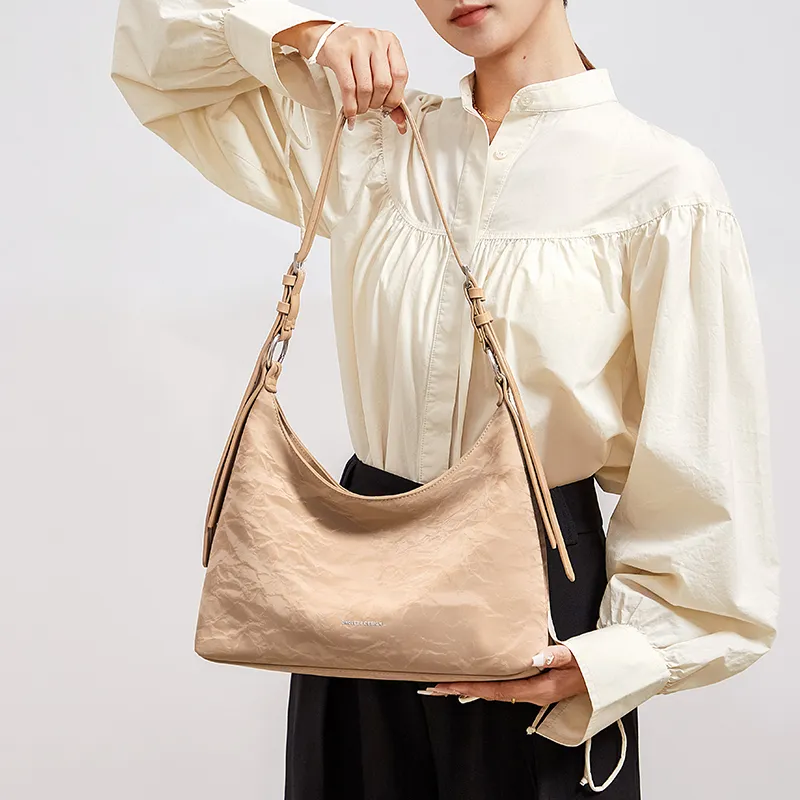 CNOLES Pearlescent Cow Leather Casual Workplace Date Commute Hobo Bag Shoulder Bag Women's Multicolor-17