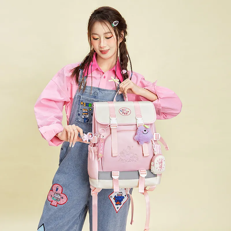 CNOLES Fabric Backpack Regular Women's Cardamom Pink/Ice Sea Blue-5