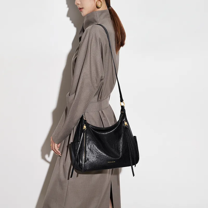 CNOLES Synthetic Leather Casual Workplace Date Commute Crossbody Bag Shoulder Bag Regular Women's Black/White-5