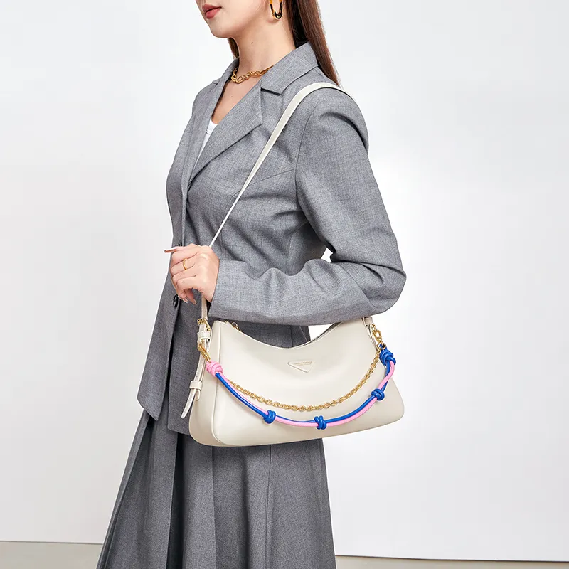 CNOLES Synthetic Leather Hobo Bag Crossbody Bag Shoulder Bag Regular Women's Black/White-7