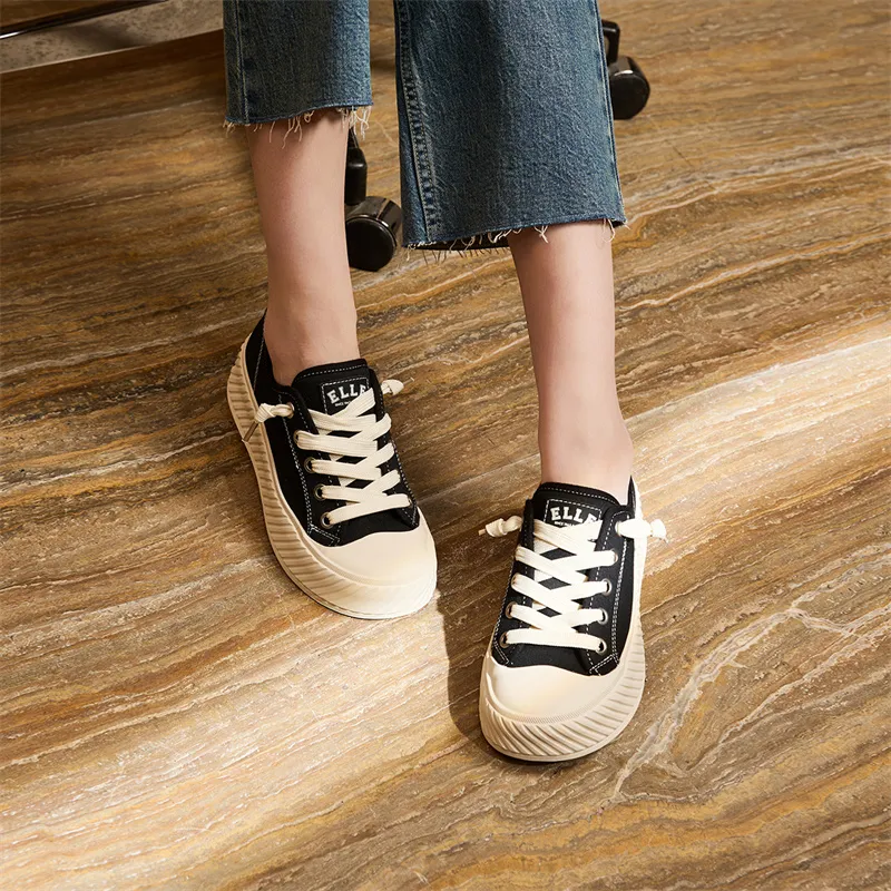 ELLE Abrasion Resistant Low Top Canvas Shoes Women's-5