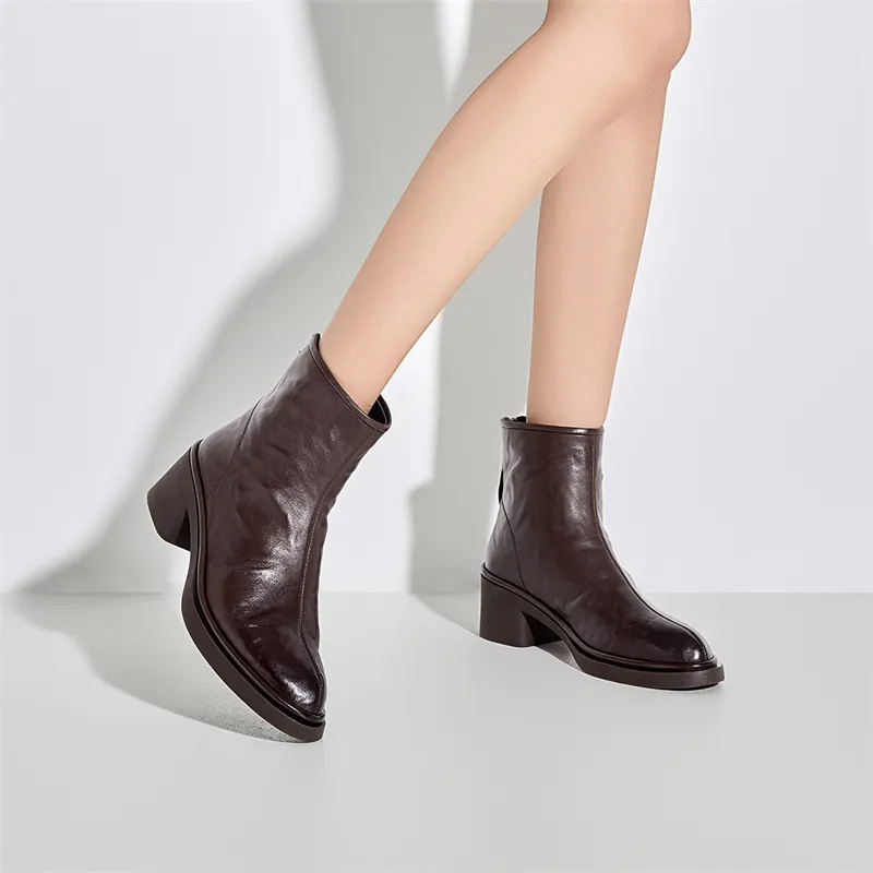 ELLE Ankle Boots Women's Black/Coffee-11