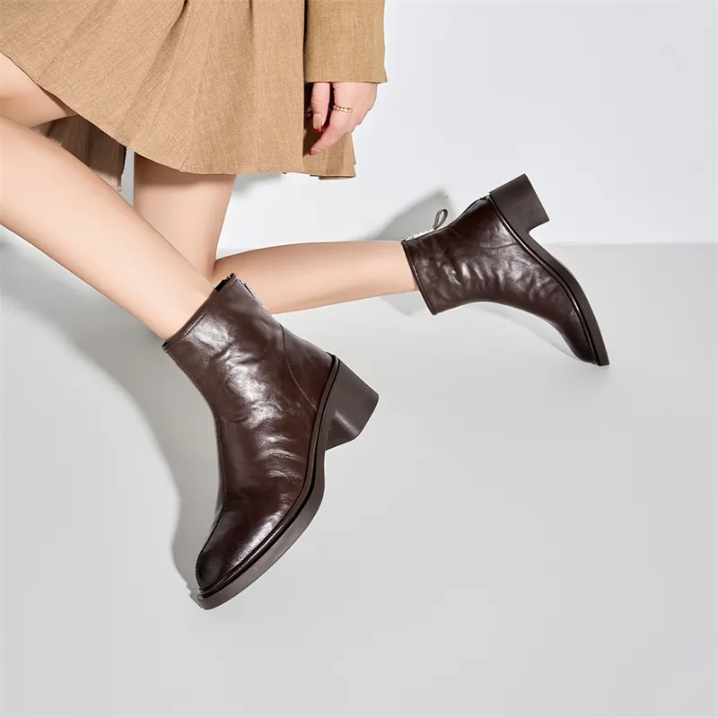 ELLE Ankle Boots Women's Black/Coffee-12