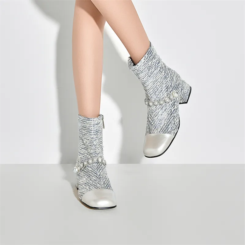 ELLE Ankle Boots Women's Black/Blue Gold-6