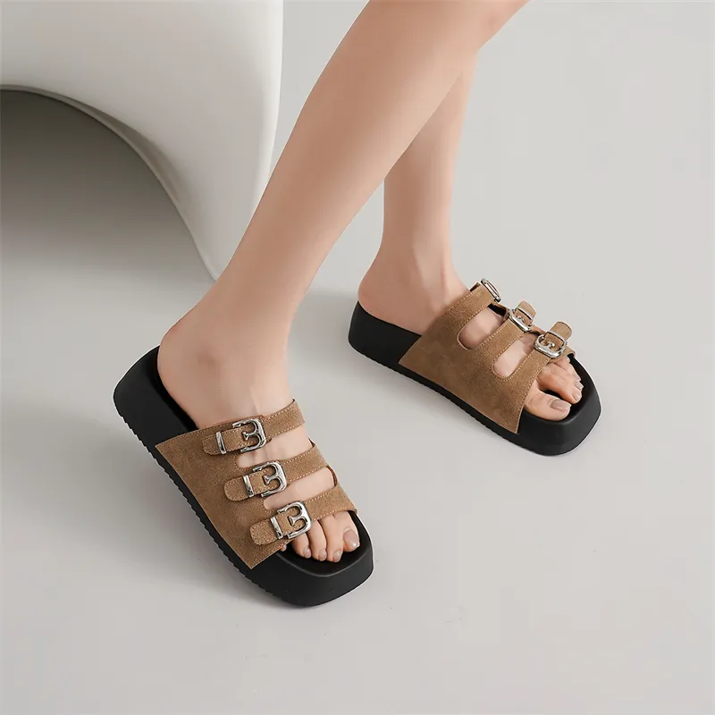 ELLE Slide Slippers Women's Black/Sand/Apricot-23