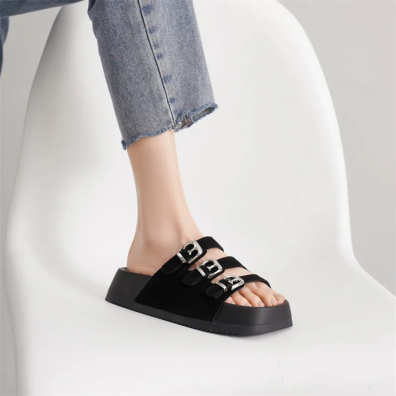 ELLE Slide Slippers Women's Black/Sand/Apricot-13