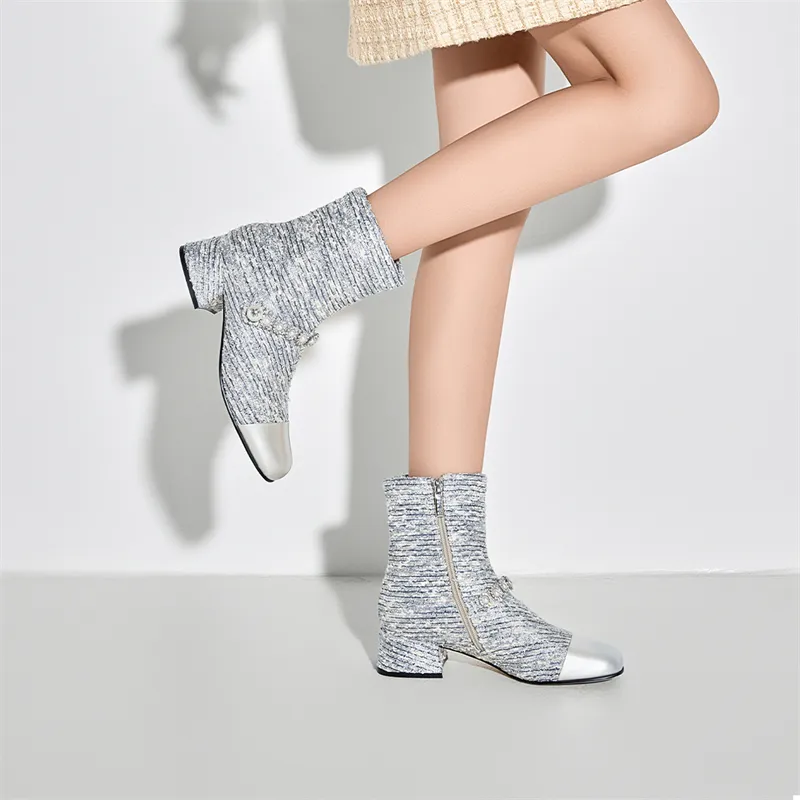 ELLE Ankle Boots Women's Black/Blue Gold-5