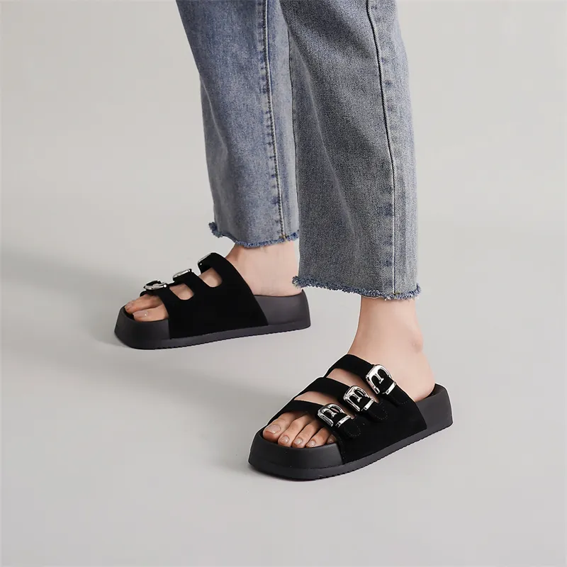 ELLE Slide Slippers Women's Black/Sand/Apricot-14