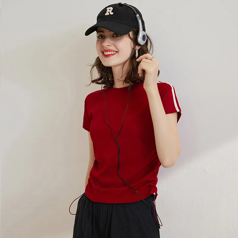 LUYOUYE T Shirts Women's Burgundy-5