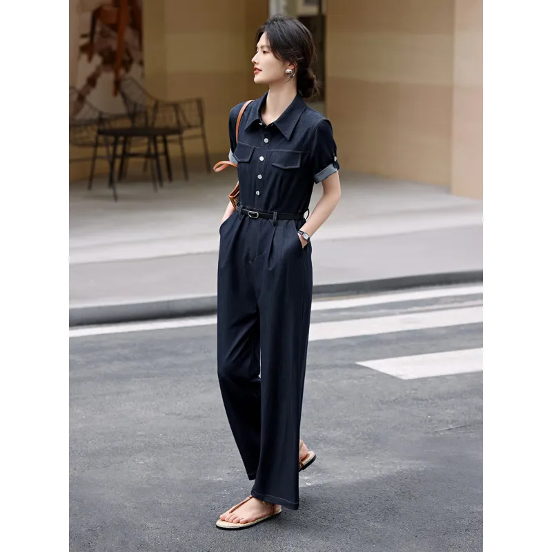 LUYOUYE Jumpsuit Women's Denim Blue-3
