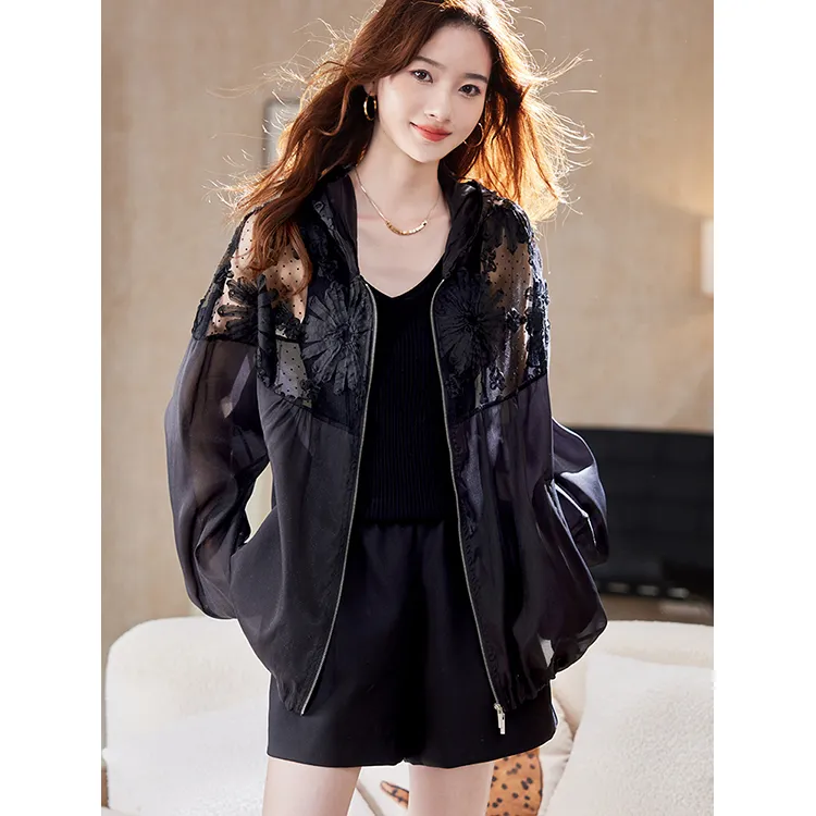 LUYOUYE Trench Coats Women's Black-3