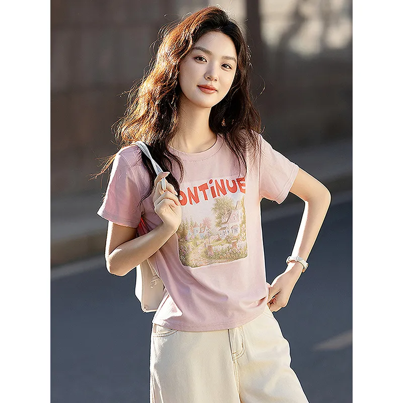 LUYOUYE T Shirts Women's Leather Pink-3