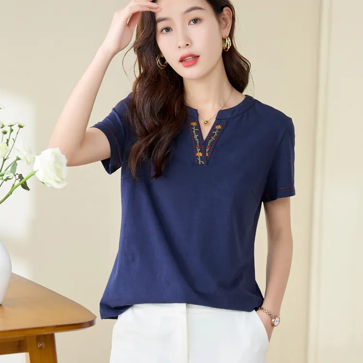 LUYOUYE Regular T Shirt Women's Navy Blue-1