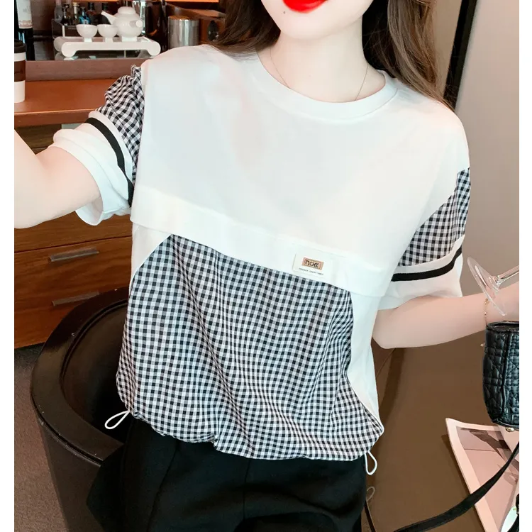 LUYOUYE Drop Shoulder Sleeve T Shirt Women's-6