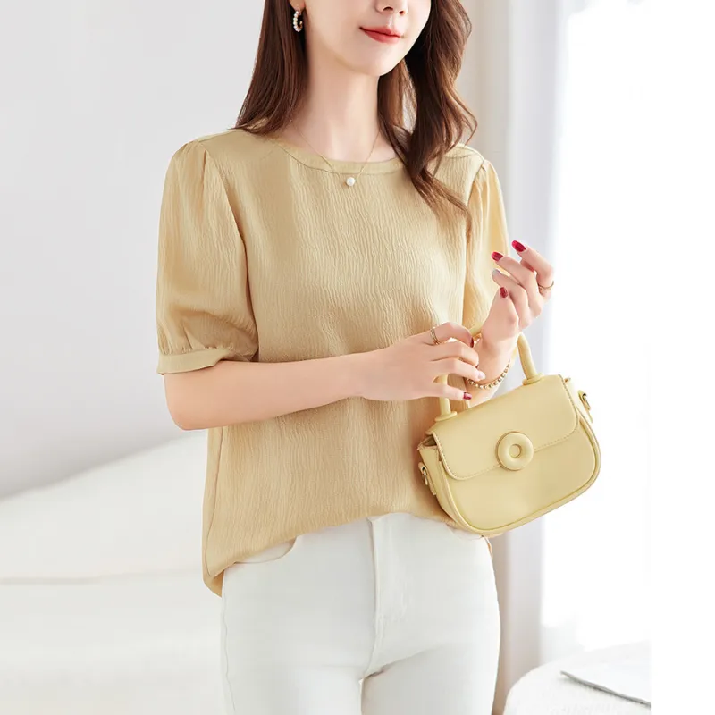 LUYOUYE T Shirt Women's Light Yellow-2