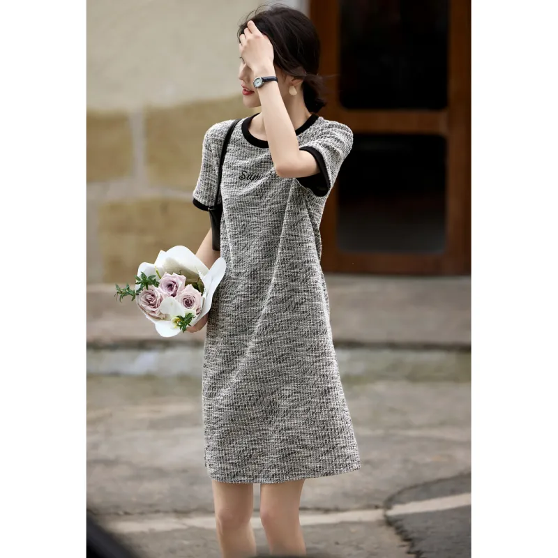 LUYOUYE Short Sleeved Dress Women's Black White-2