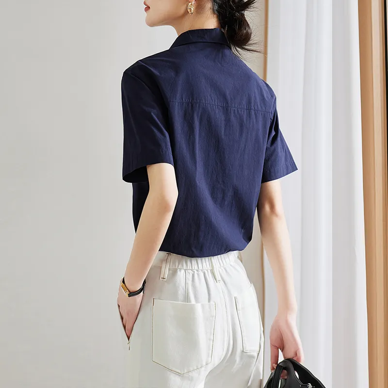 LUYOUYE Shirts Women's Navy Blue-2