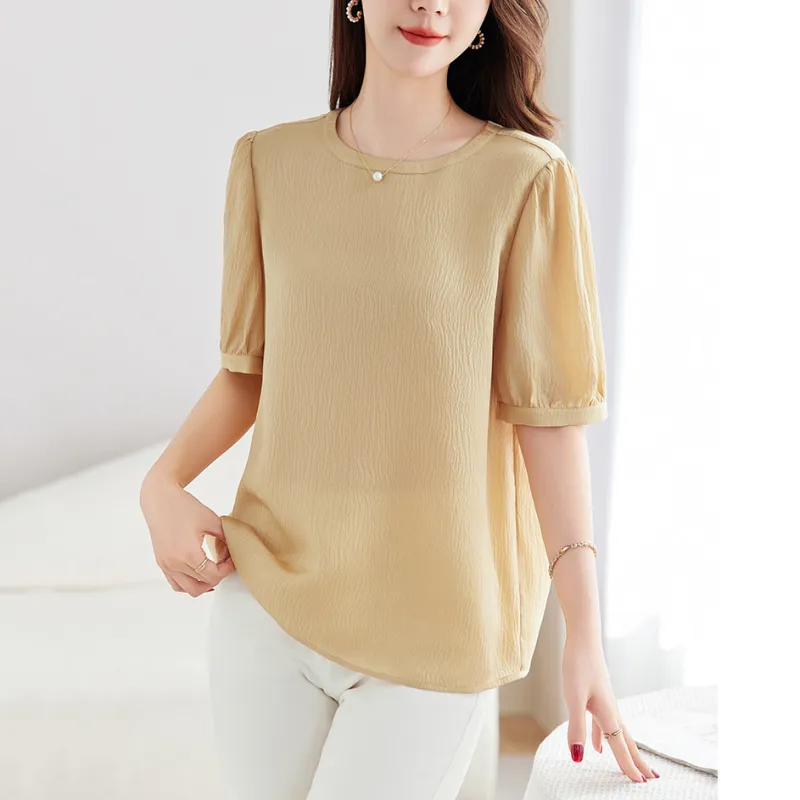LUYOUYE T Shirt Women's Light Yellow-4