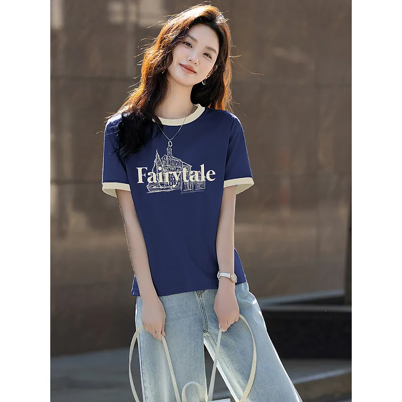 LUYOUYE T Shirts Women's Navy Blue-1
