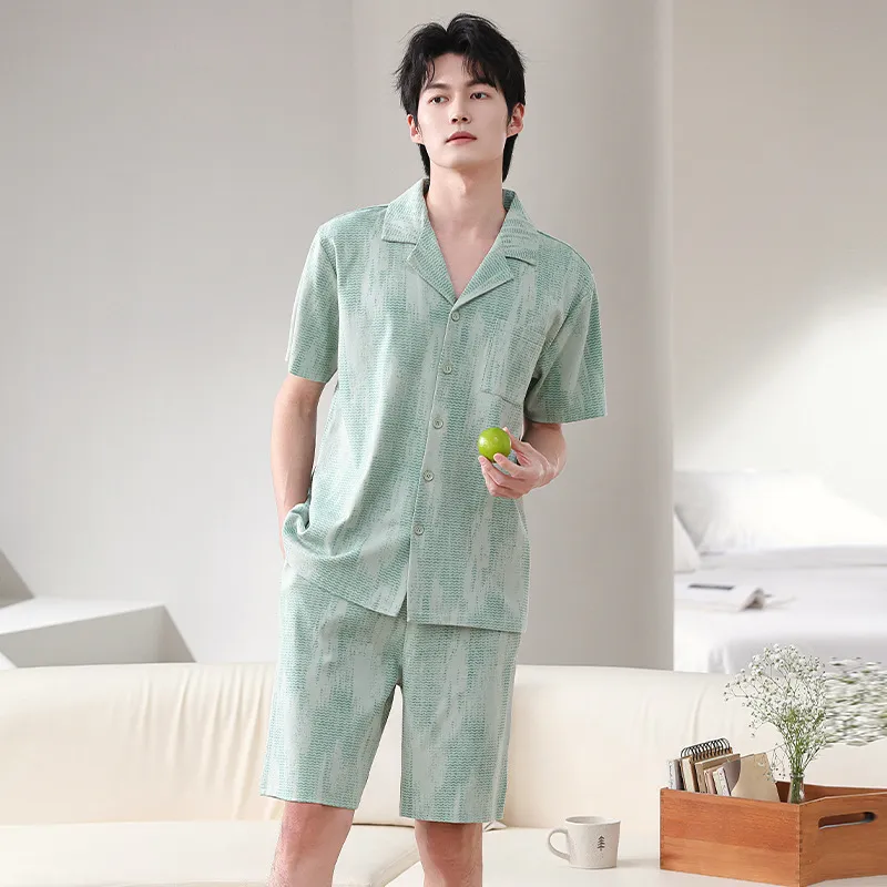LUYOUYE Pajama Set Men's Grass Green-2