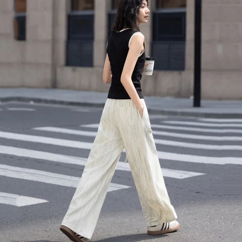 LUYOUYE Casual Pants Women's Beige Yellow-4