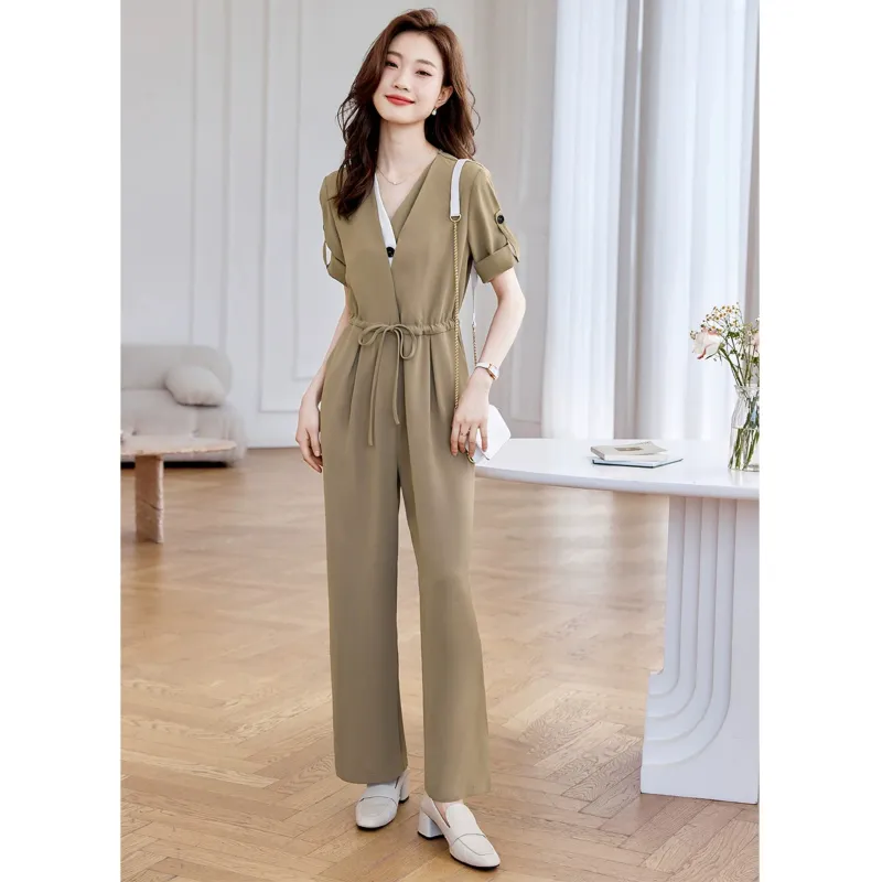 LUYOUYE Jumpsuits Women's Khaki & White-2