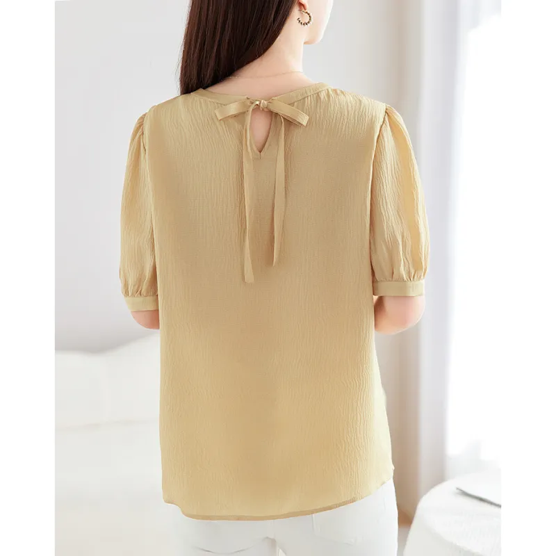 LUYOUYE T Shirt Women's Light Yellow-5