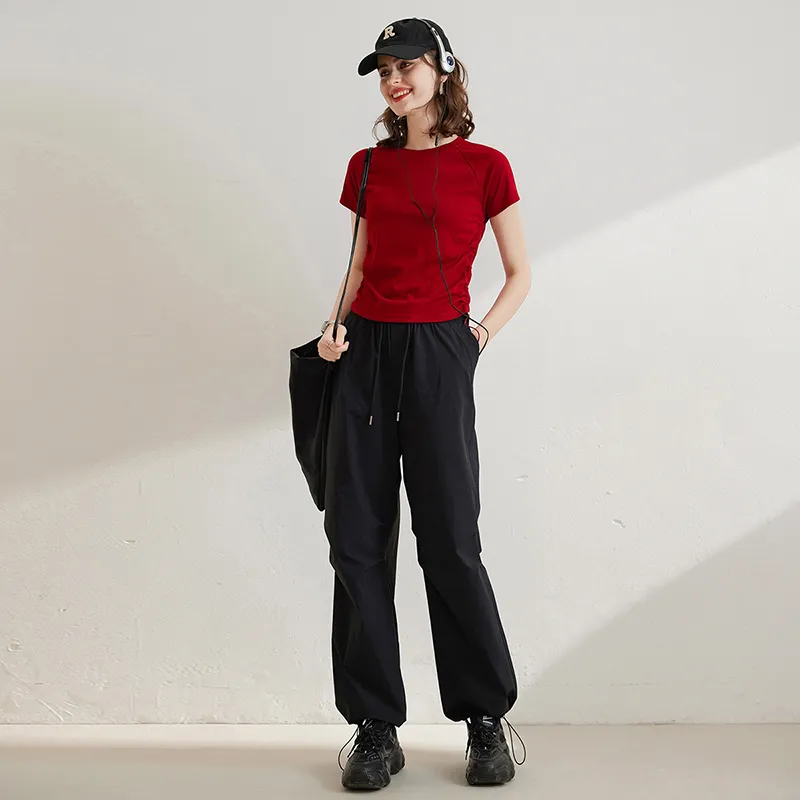 LUYOUYE T Shirts Women's Burgundy-4