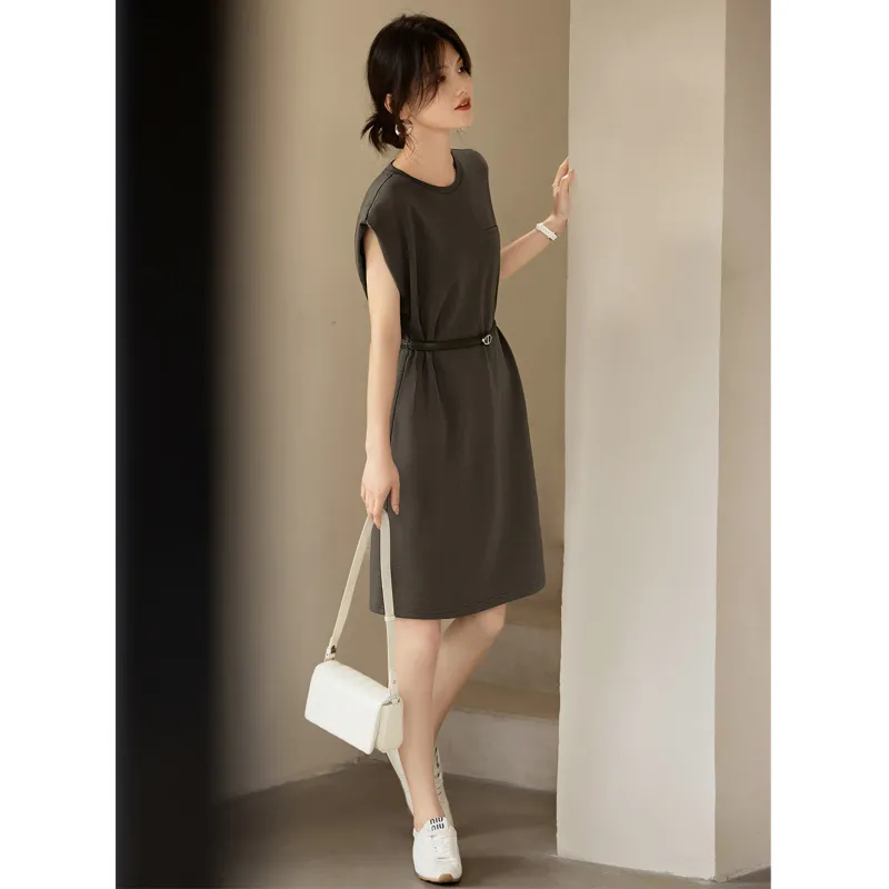 LUYOUYE Short Sleeved Dress Women's Gray Olive Green-3