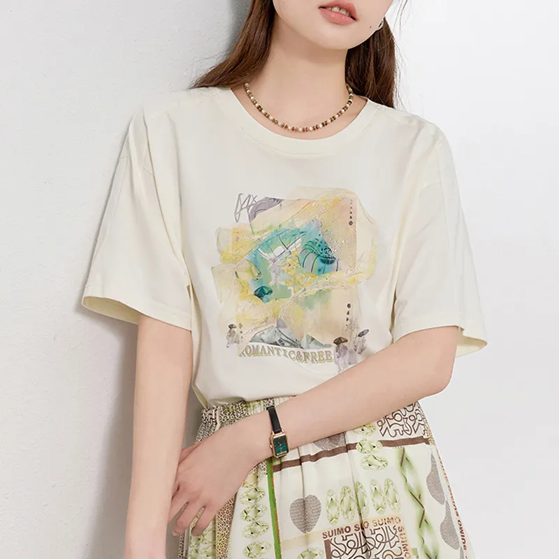 LUYOUYE T Shirts Women's Cream Apricot-3