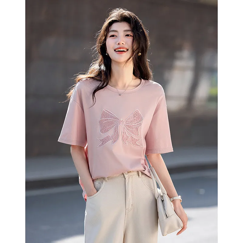 LUYOUYE T Shirts Women's Sheer Pink-1