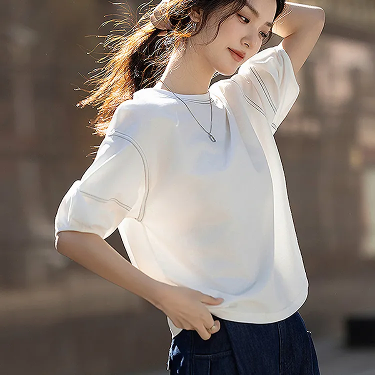 LUYOUYE Lantern Sleeve T Shirt Women's-2