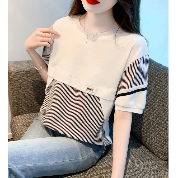 LUYOUYE Drop Shoulder Sleeve T Shirt Women's-3