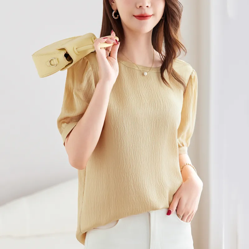LUYOUYE T Shirt Women's Light Yellow-1