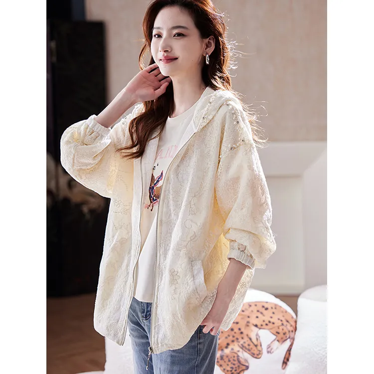LUYOUYE Trench Coats Women's Ecru-3